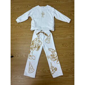 Tokyo Disney Resorts white and gold fleece pajamas loungwear Mickey Fantasia